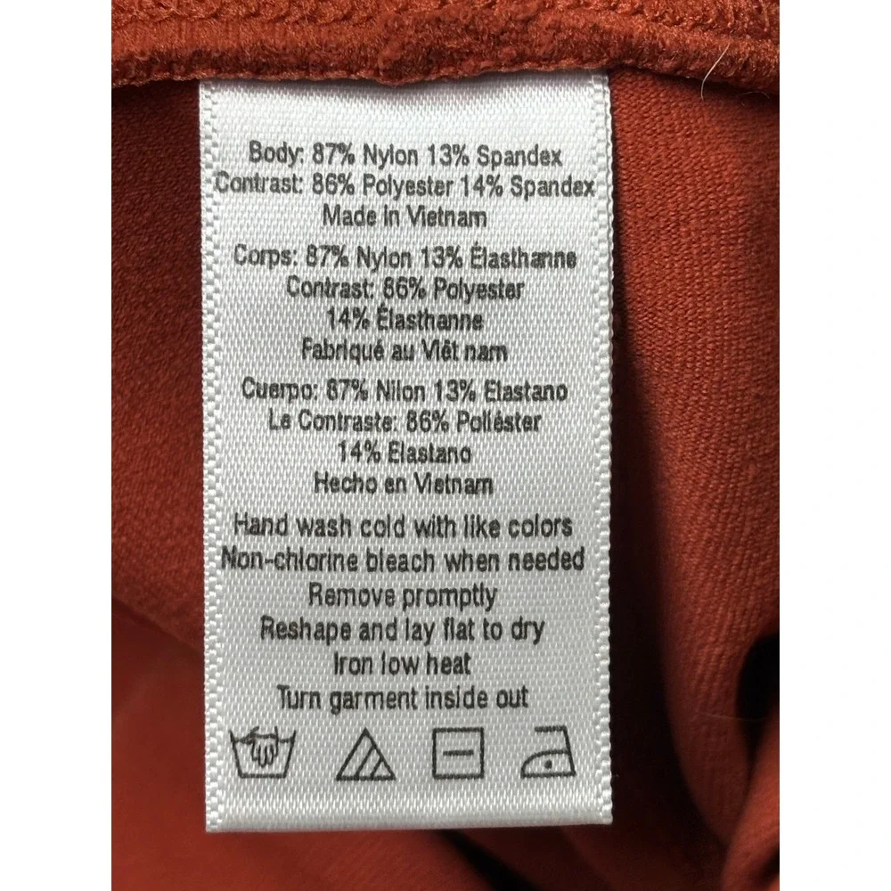 Alo Yoga Moto Leggings Rust Red Terracotta Ribbed Mesh Activewear Womens M 28X29